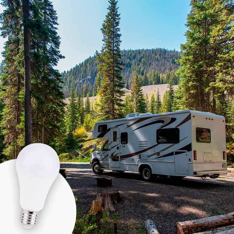 Bombilla 12-24V DC 8W E27 A60 para caravanas, camping y embarcaciones