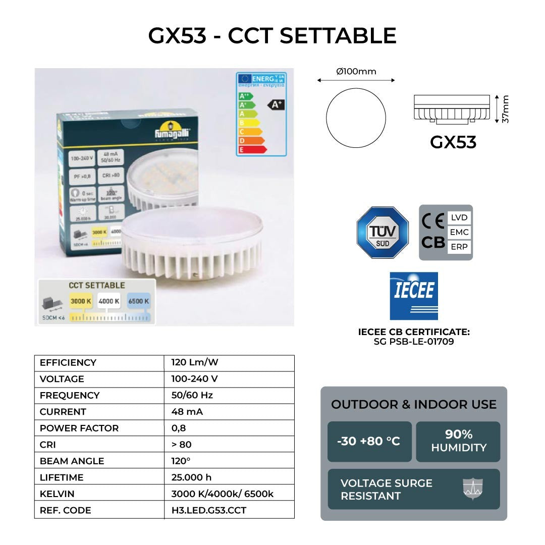 Bolardo mini para caminos LED FUMAGALLI "ESTER 500" - GX53 - 10W - CCT