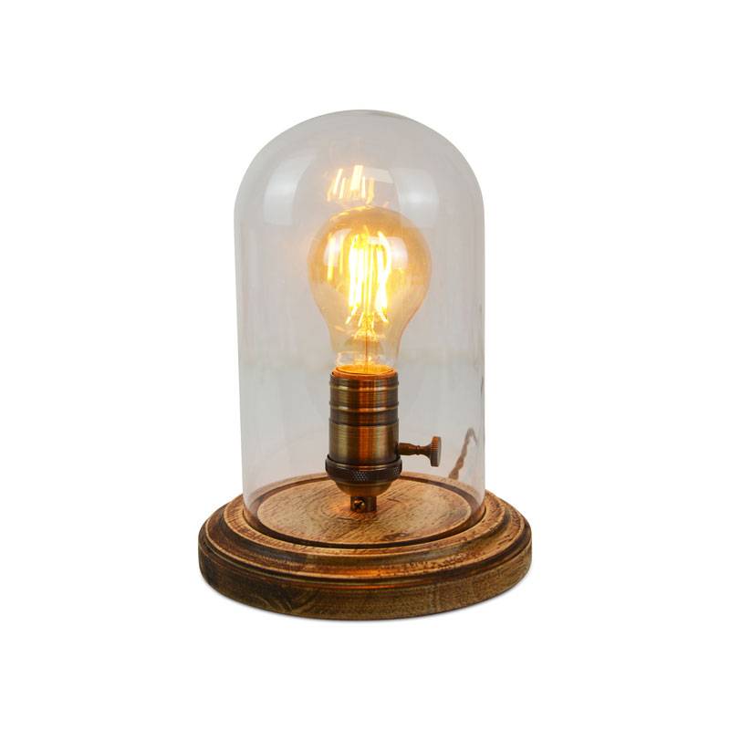Lámpara de vidrio y madera para mesa "TULE"