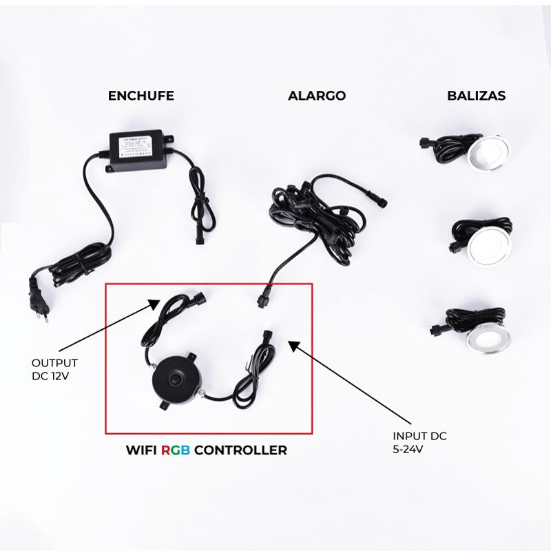 Controlador Wifi RGB para balizas 5-24V DC - 96W - IP67