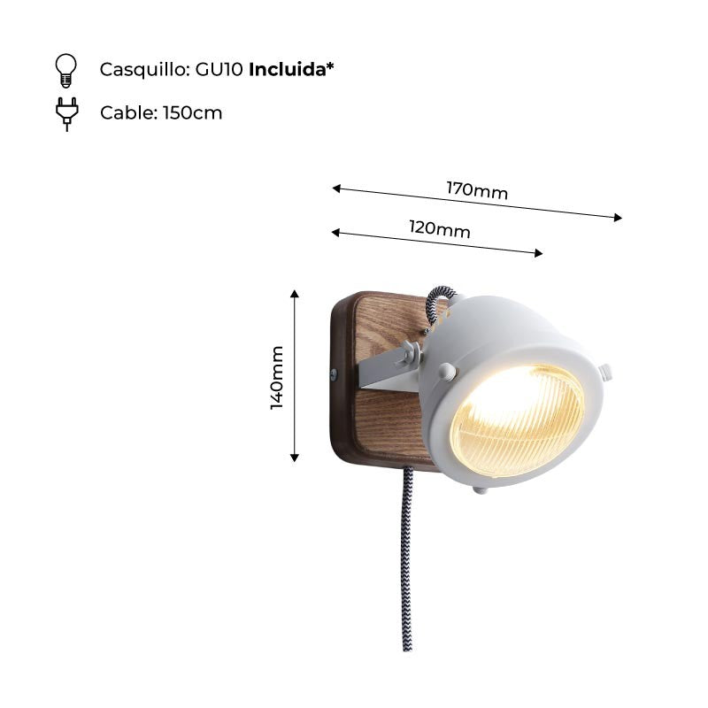 Aplique de pared industrial "Mott" - Orientable - GU10 Incluida