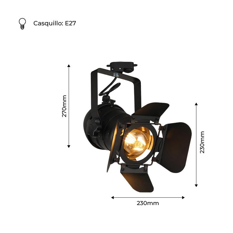 Foco carril monofásico orientable "Cinema" - E27