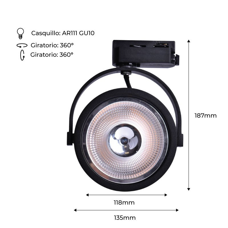 Foco Led de carril monofásico AR111 GU10