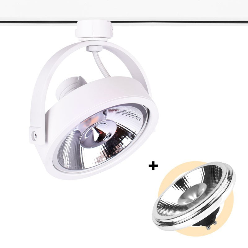 Pack Foco LED de carril trifásico + Bombilla LED AR111 GU10