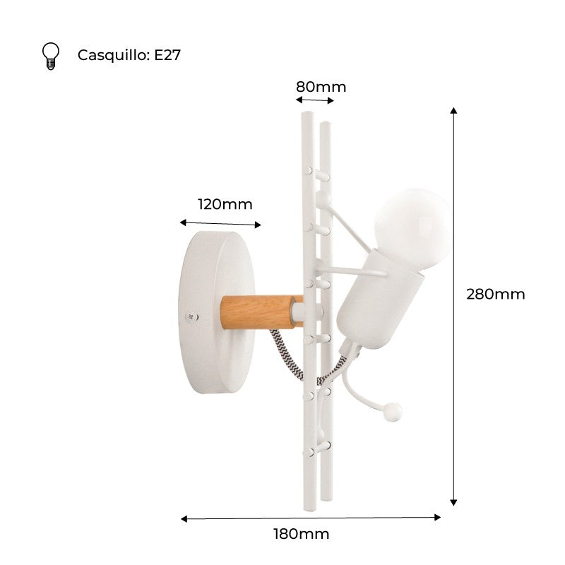 Aplique de pared decorativo "Doll" - E27