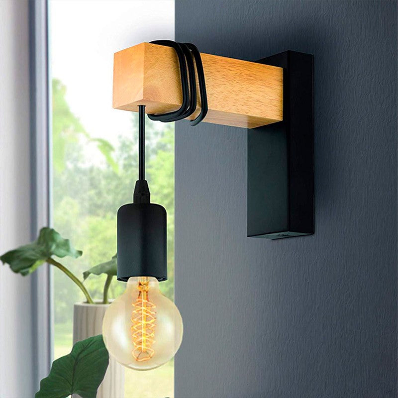 Pack X2 Apliques de pared rústicos de madera "RUDER" E27