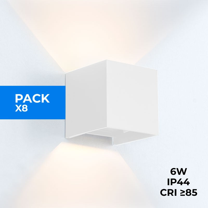 Pack de 8 Apliques de pared "KURTIN" 6W luz up and down regulable
