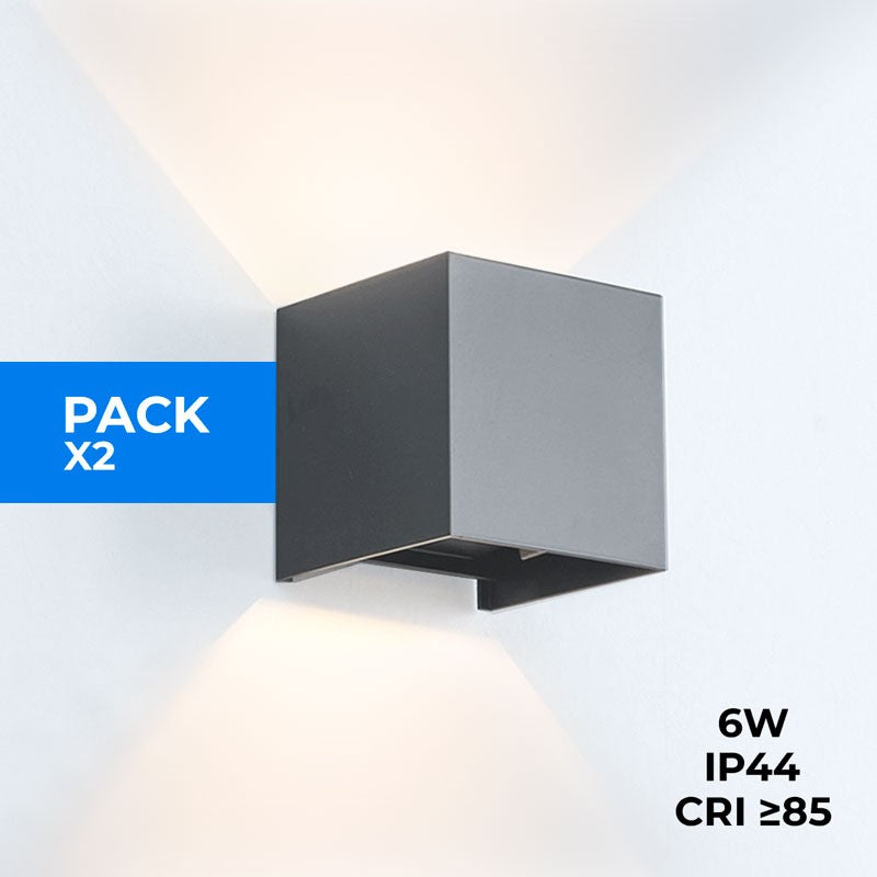 Pack de 2 Apliques de pared "KURTIN" 6W apertura de luz regulable