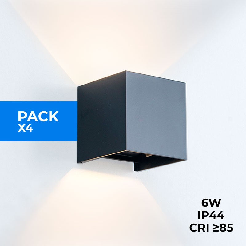 Pack de 4 Apliques de pared "KURTIN" 6W luz up and down regulable