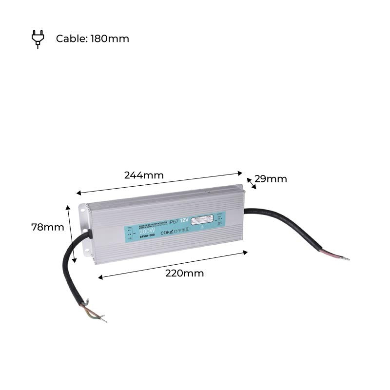 Fuente de alimentación estanca compacta 12V 200W IP67
