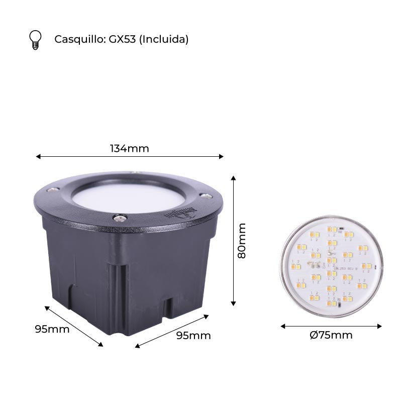 Baliza empotrable LED FUMAGALLI "LETI 100 ROUND" GX53 - 3W - IP66