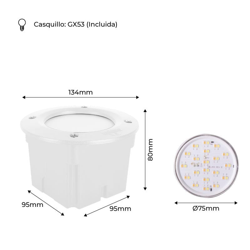 Baliza empotrable LED FUMAGALLI "LETI 100 ROUND" GX53 - 3W - IP66