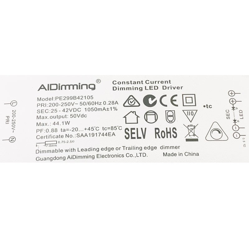 Driver regulable TRIAC corriente constante 25-42V 44W 1050mA