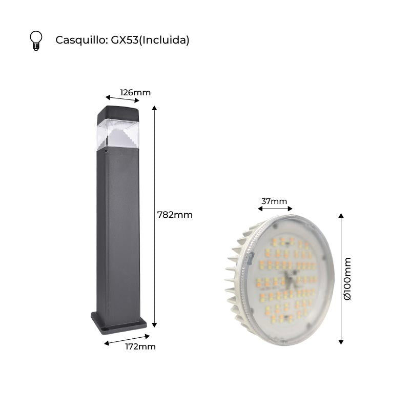Bolardo para caminos LED FUMAGALLI "ESTER 800" - GX53 - 10W - CCT