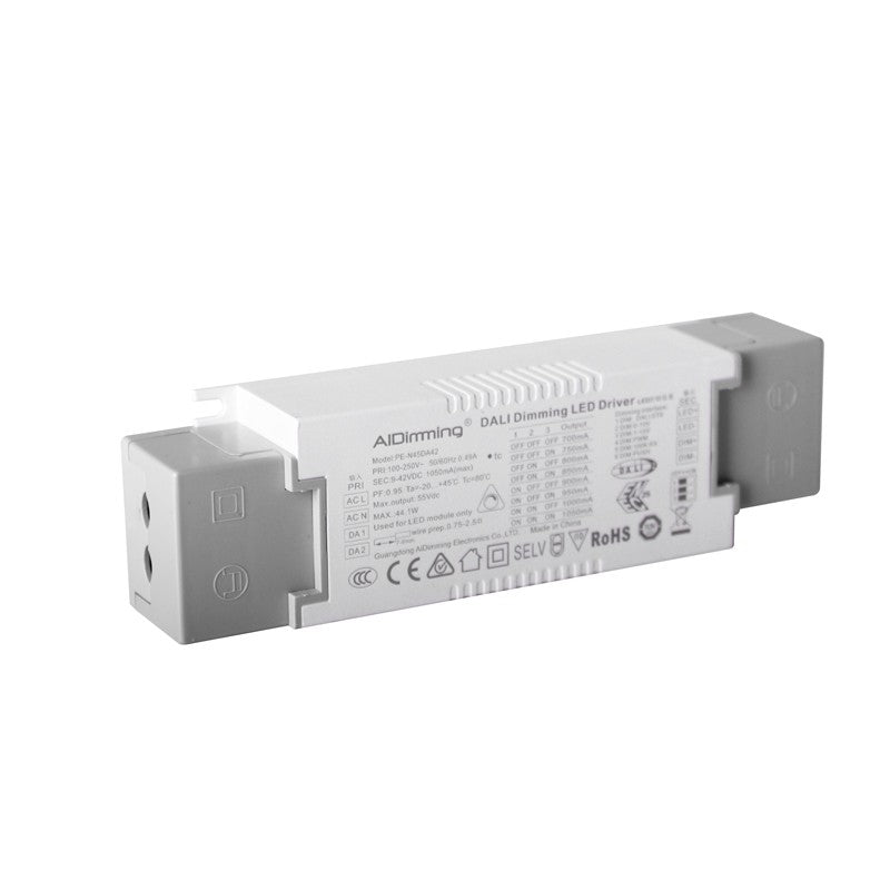 Driver regulable DALI PUSH 0-10V 9-42V 44W multicorriente (700-1050mA)