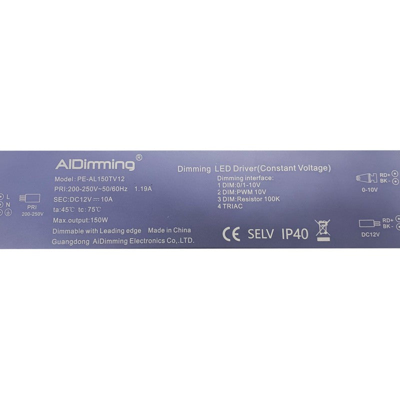 Fuente de alimentación dimmable TRIAC/0-10V DC 12V 150W 10A IP40