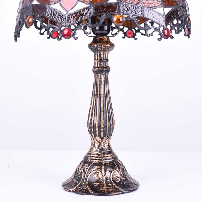 Lámpara de mesa inspiración "Tiffany" con mosaico floral en cristal