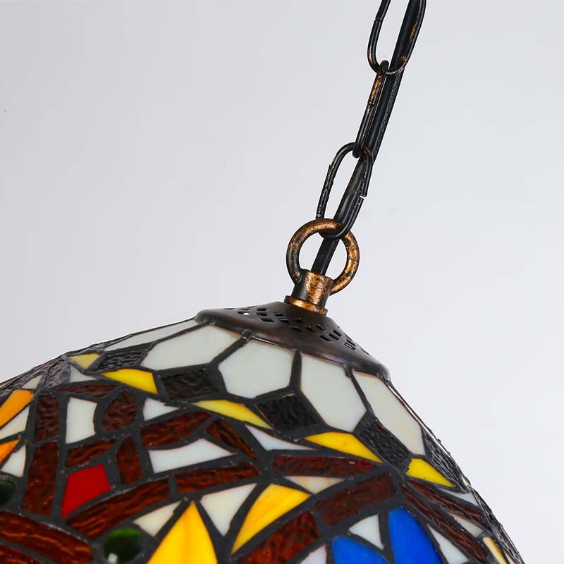 Lámpara colgante inspiración "Tiffany" con mosaico floral en cristal