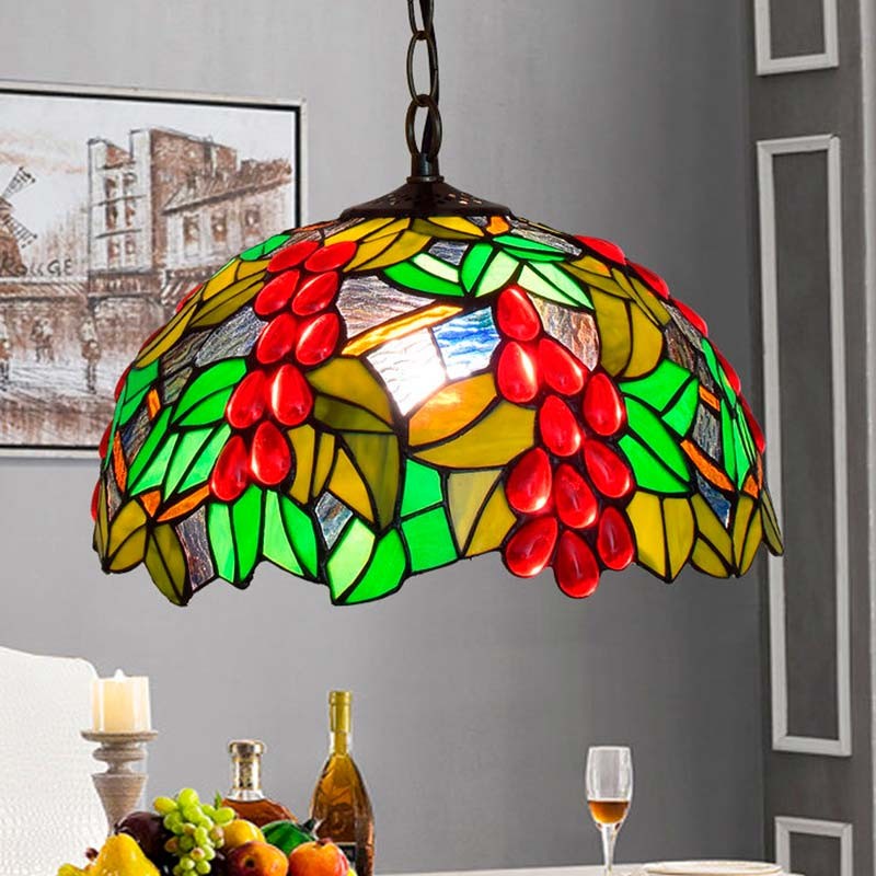 Lámpara colgante inspiración "Tiffany" con mosaico frutal en cristal