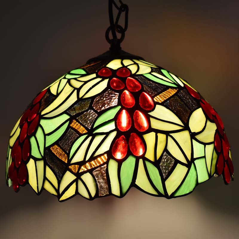 Lámpara colgante inspiración "Tiffany" con mosaico frutal en cristal