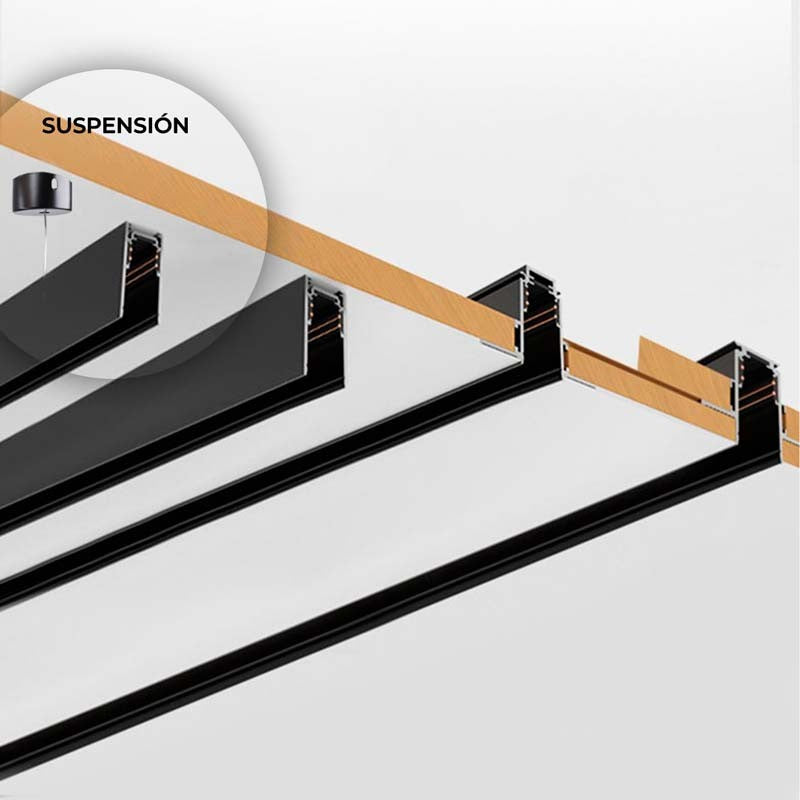 Carril magnético 48V + kit de suspensión - 2 metros