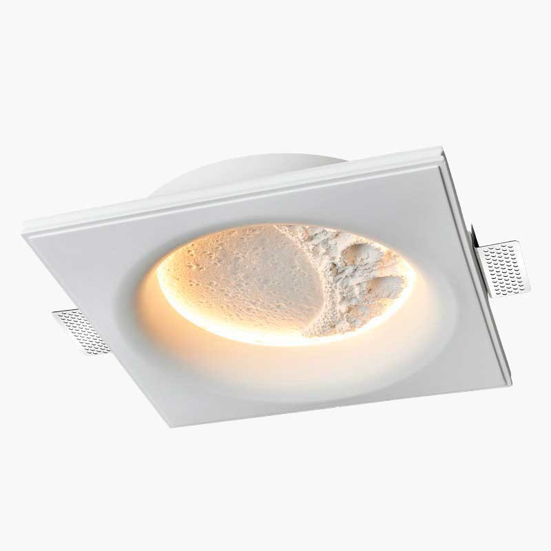 Lámpara de escayola trimless en forma de luna "SIDEREUS" - 300x300 mm - 8.5 W