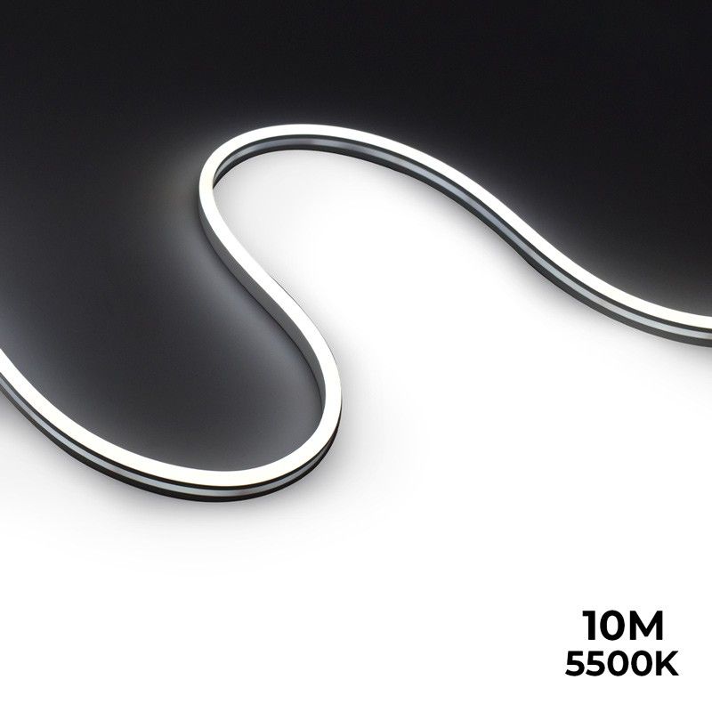 Neón LED flexible 24V DC - 10x18mm - 10 metros - Kit completo - 11W/m - IP67 - Curvatura lateral