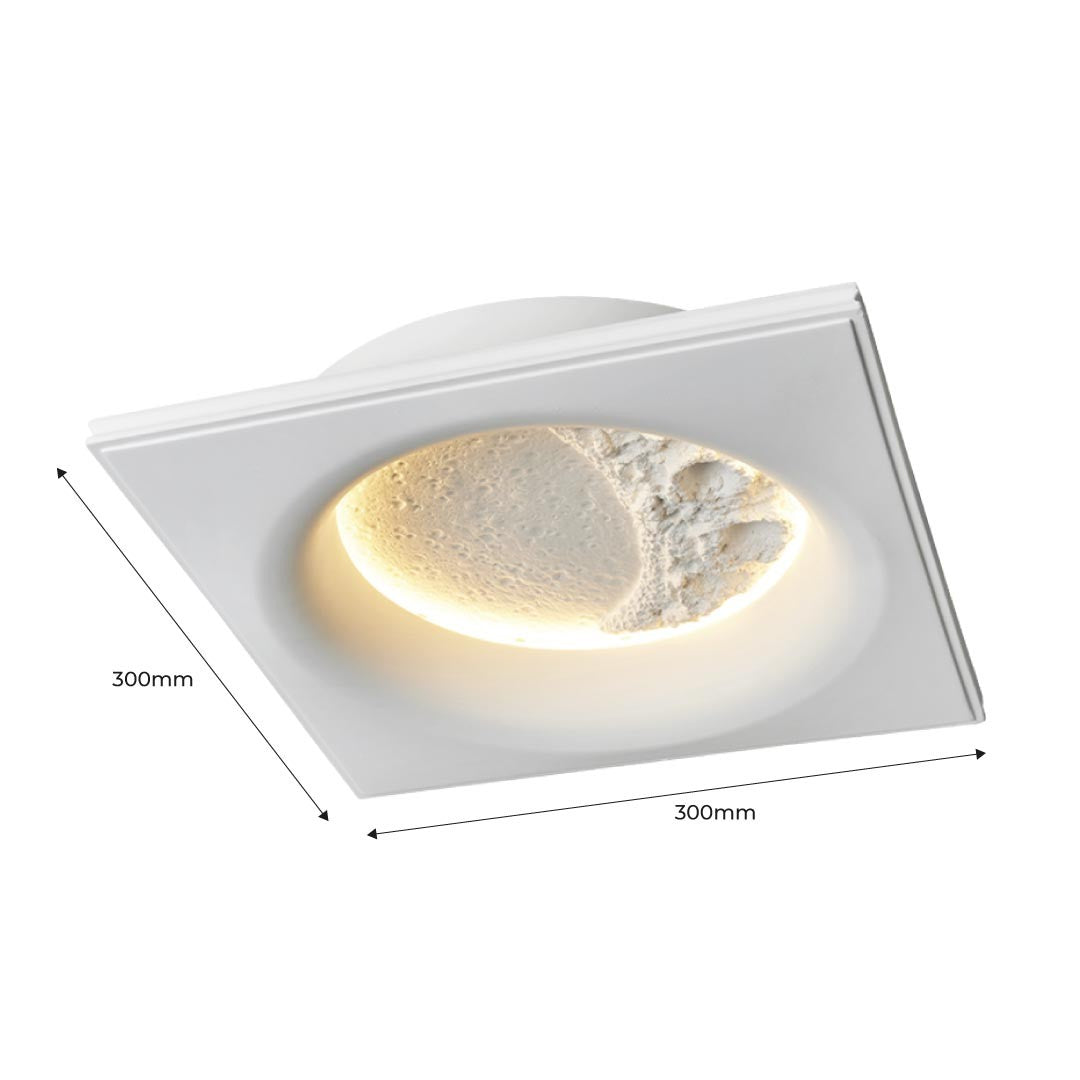 Lámpara de escayola trimless en forma de luna "SIDEREUS" - 300x300 mm - 8.5 W
