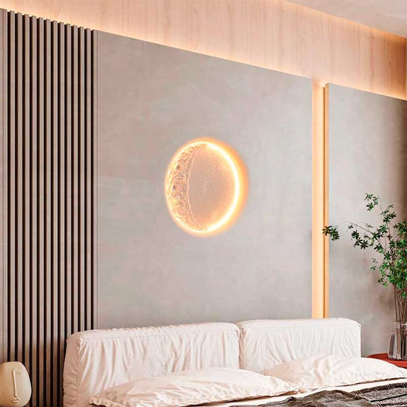 Lámpara de escayola trimless en forma de luna "SIDEREUS" - 300x300 mm - 8.5 W