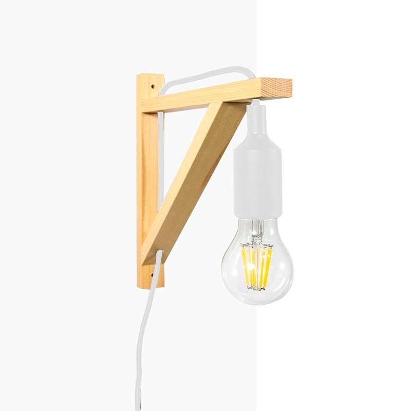 Aplique de pared nórdico "YOJO" -Escuadra de madera y colgante de silicona