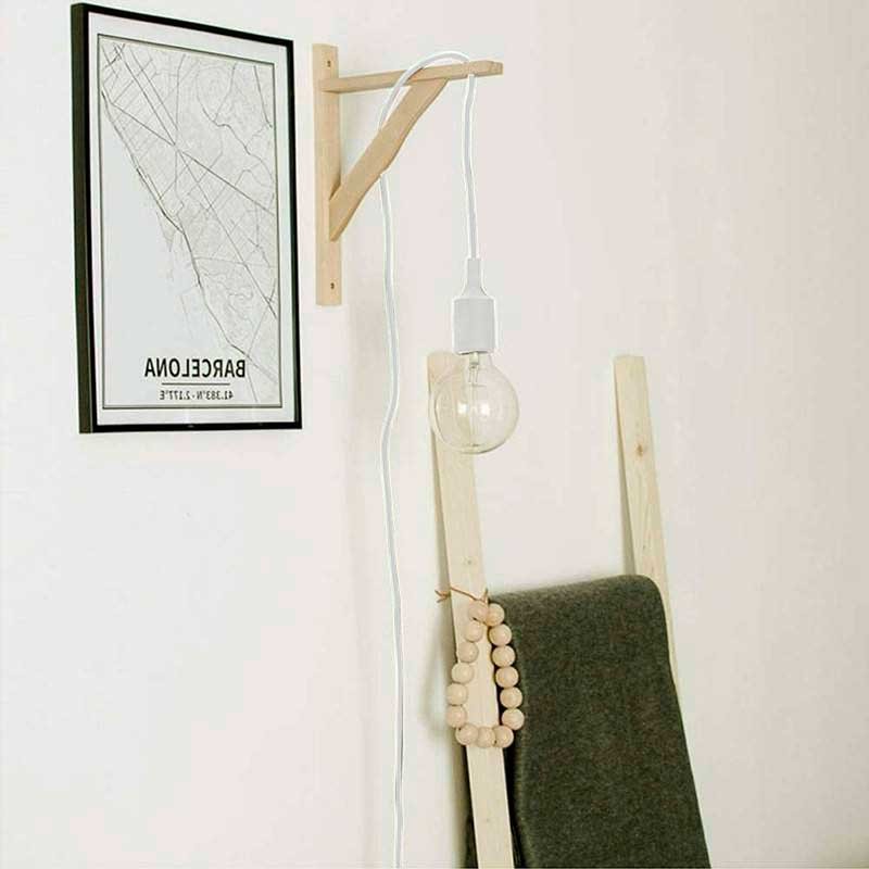 Aplique de pared nórdico "YOJO" -Escuadra de madera y colgante de silicona