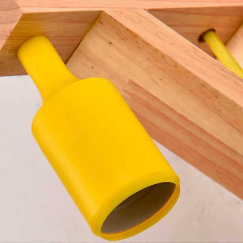 Aplique de pared nórdico "YOJO" -Escuadra de madera y colgante de silicona