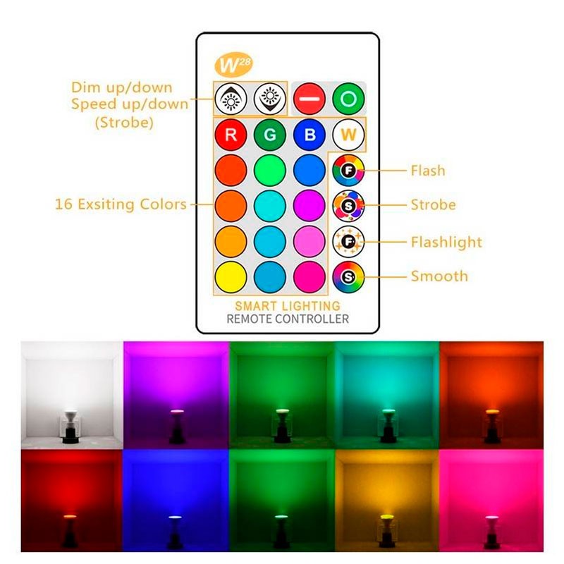 Bombilla LED GU10 RGBW inteligente - 5W - Con control remoto