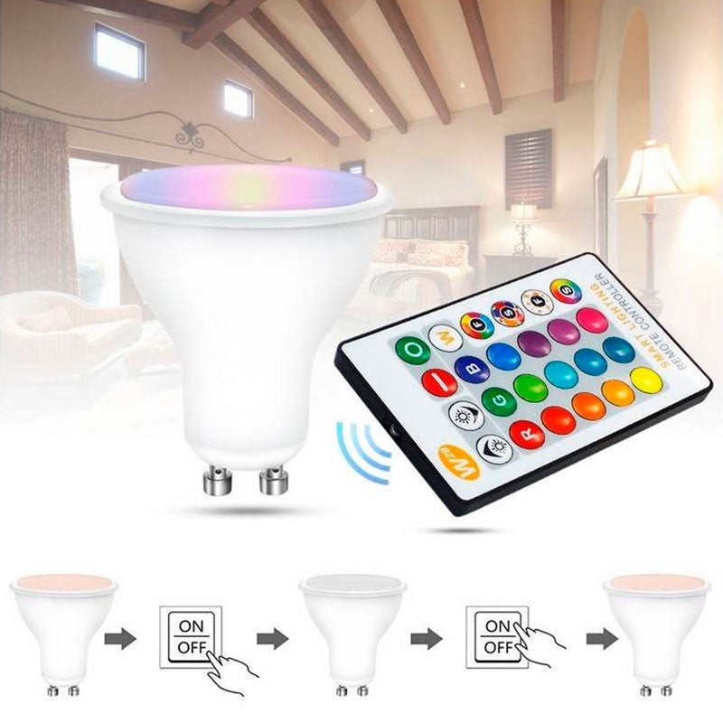 Bombilla LED GU10 RGBW inteligente - 5W - Con control remoto
