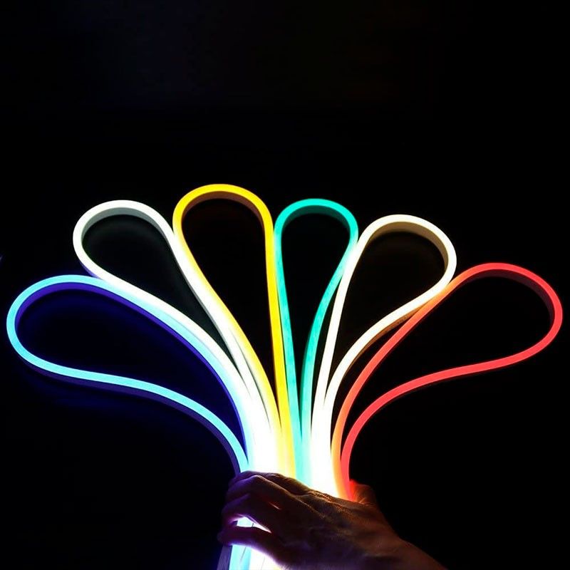 Neón LED flexible RGB 24V DC - 13X6mm - 5 metros - Kit completo - 11W/m - IP67 - Curvatura lateral