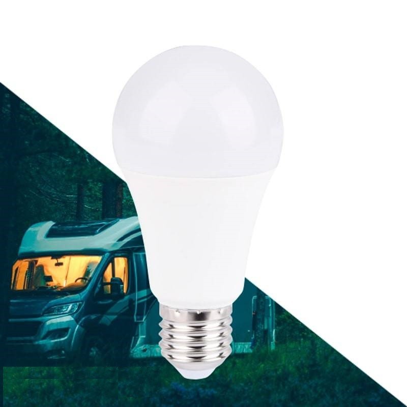 Bombilla 12-24V DC 8W E27 A60 para caravanas, camping y embarcaciones