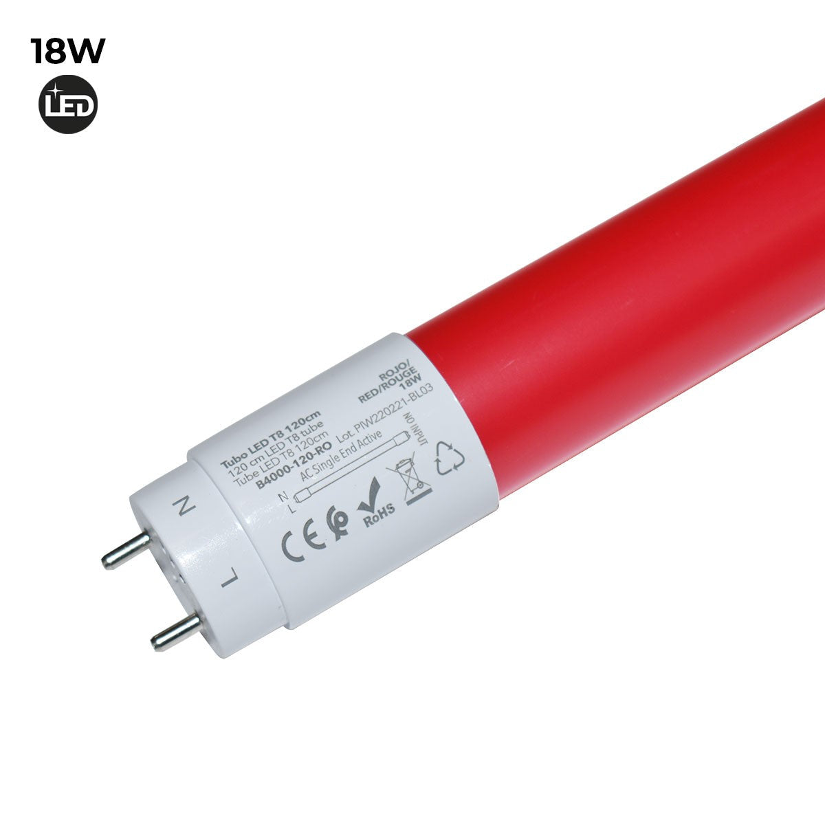 Tubo LED T8 120cm de colores -18 W
