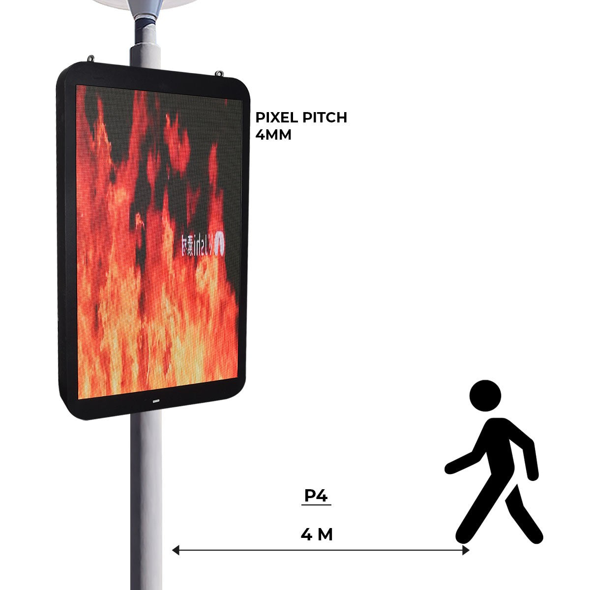 Display publicitario LED para postes de iluminación - Uso exterior - P4mm - 148 x 86,5cm