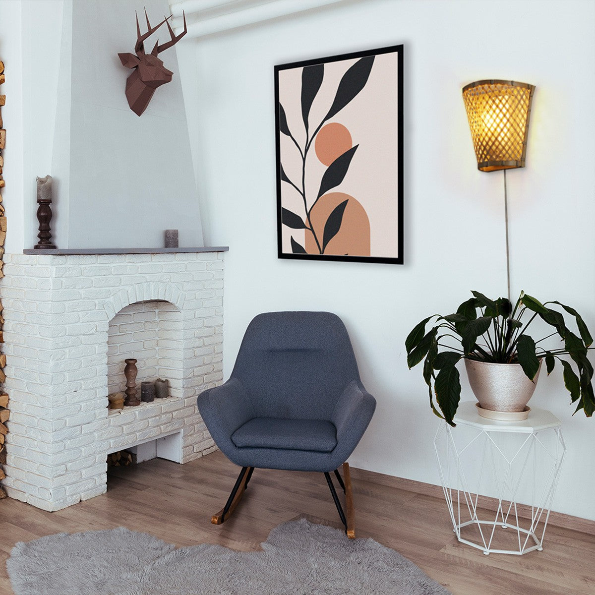 Aplique de pared de mimbre con enchufe "PANI"