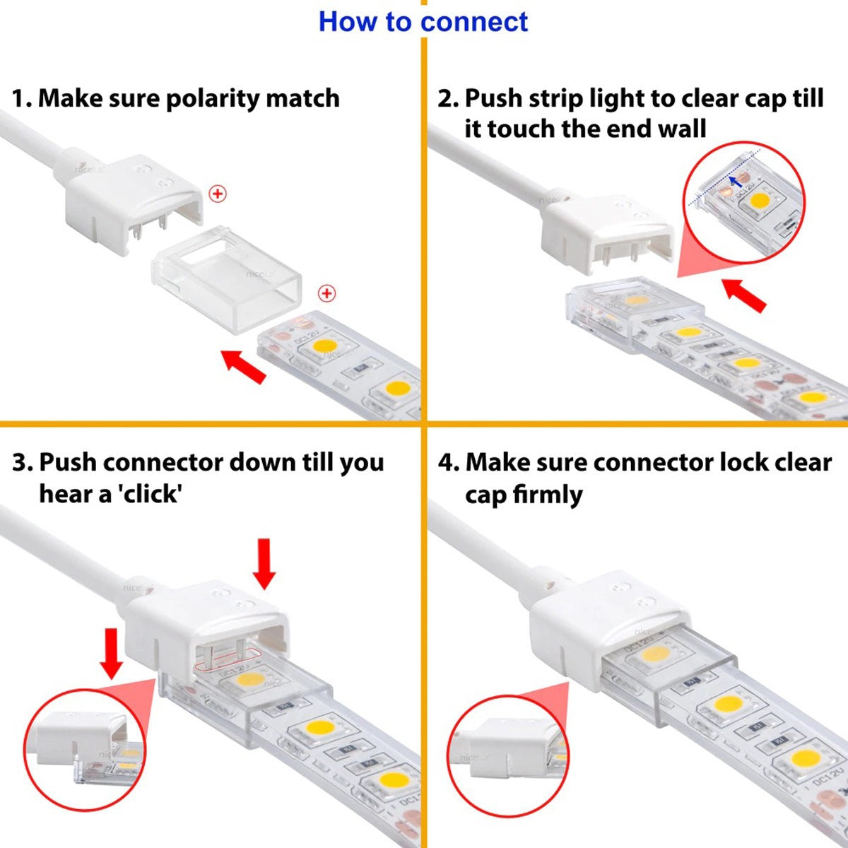 Conector tira LED estanco con cable - 2 pines - Tira 10 mm - IP68
