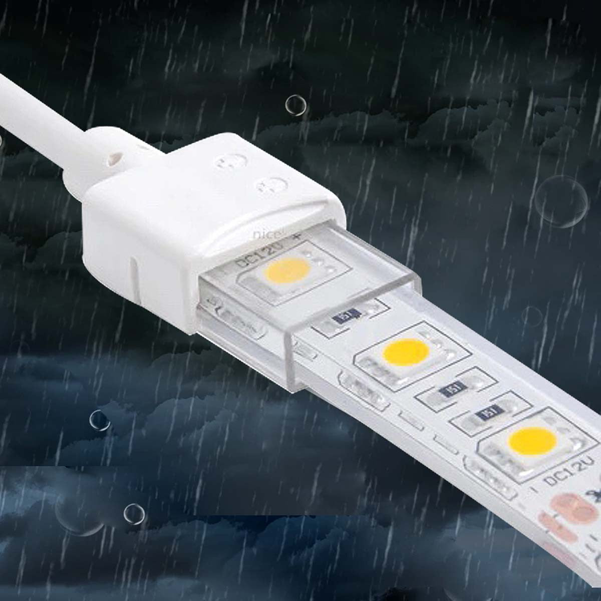 Conector tira LED estanco con cable - 2 pines - Tira 10 mm - IP68