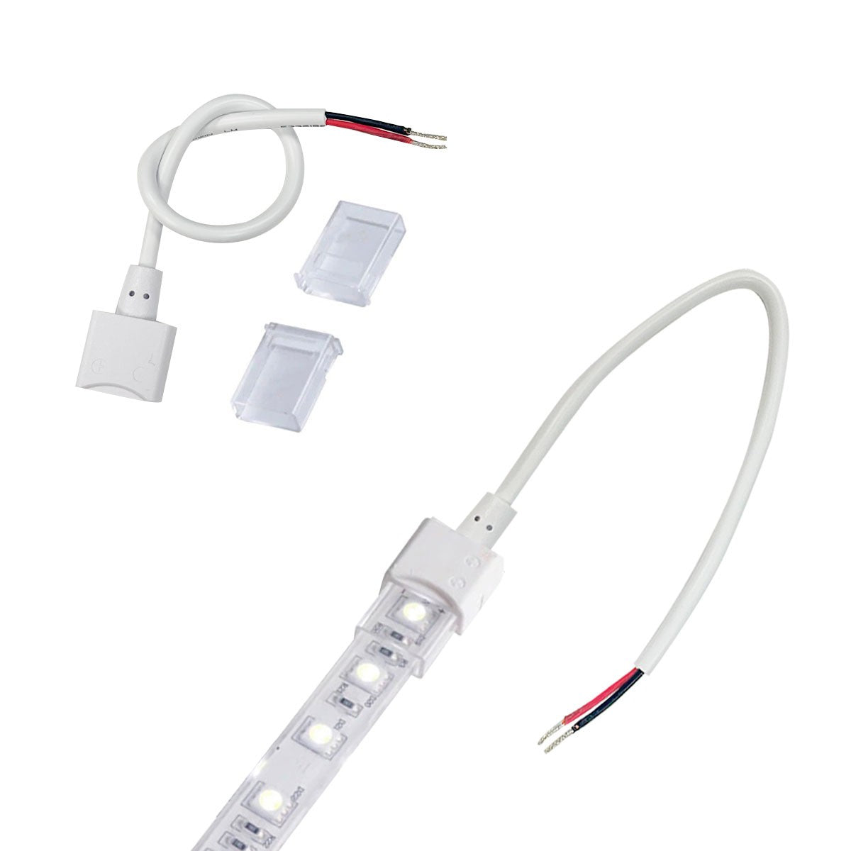 Conector inicio tira LED estanco 10mm - 2 pines - IP68