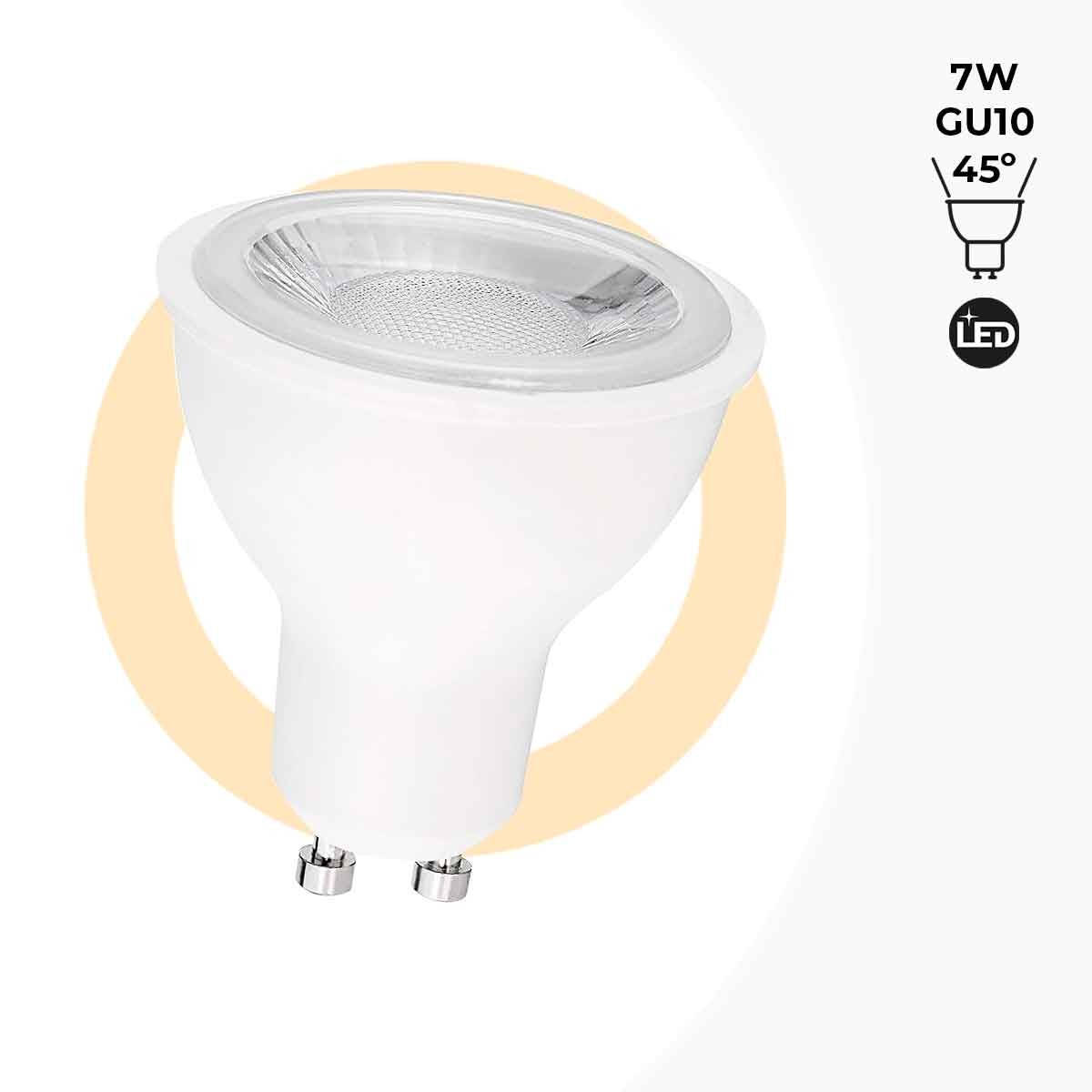 Bombilla LED GU10 - SMD2835 - 7W - Ø50mm - Óptica a 45º