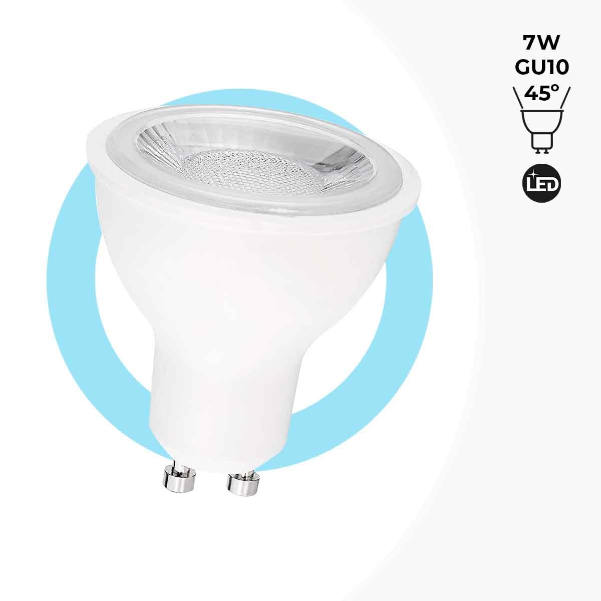 Bombilla LED GU10 - SMD2835 - 7W - Ø50mm - Óptica a 45º