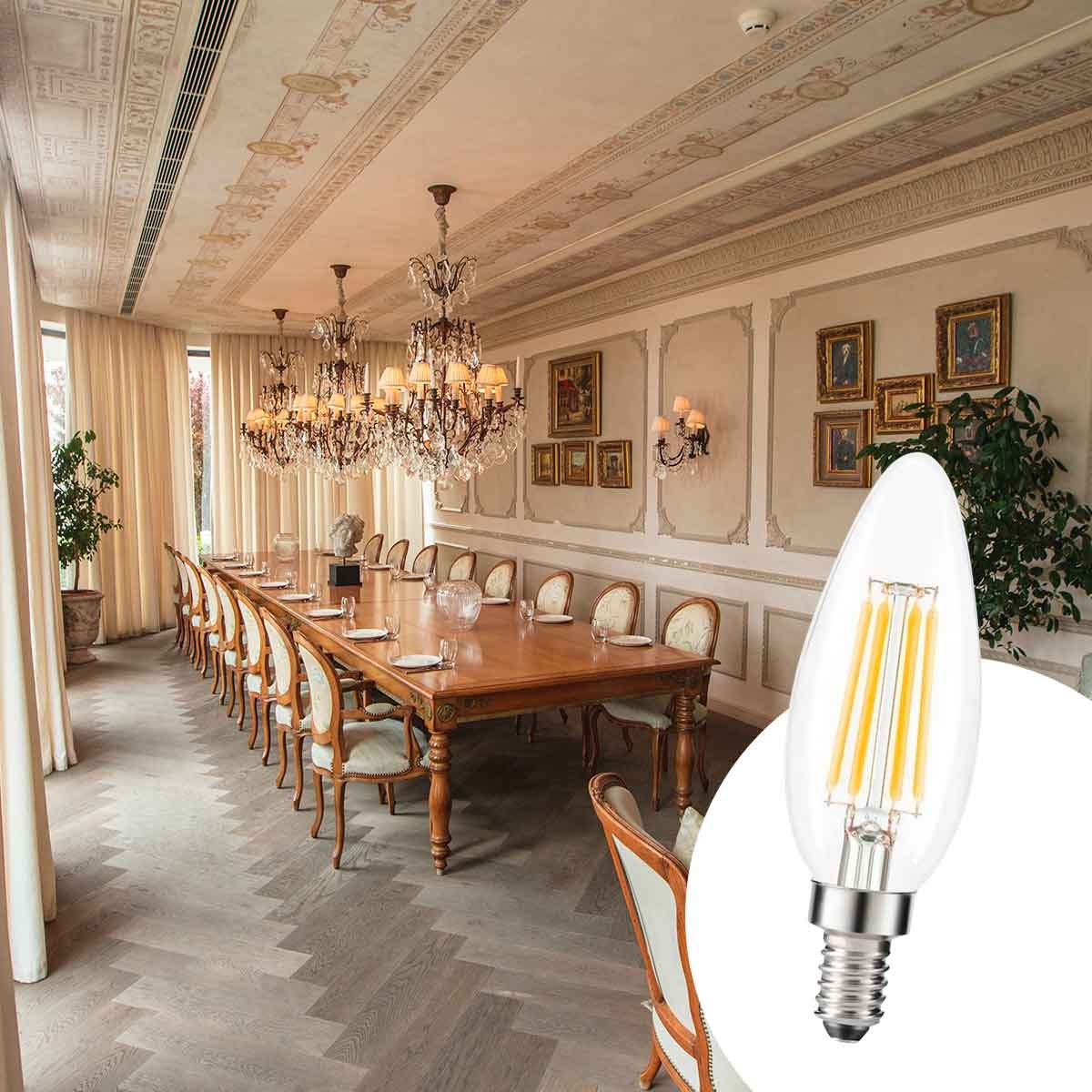 Bombilla LED filamento Vela E14 C35 - 5W - Transparente