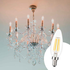 Bombilla LED filamento Vela E14 C35 - 5W - Transparente
