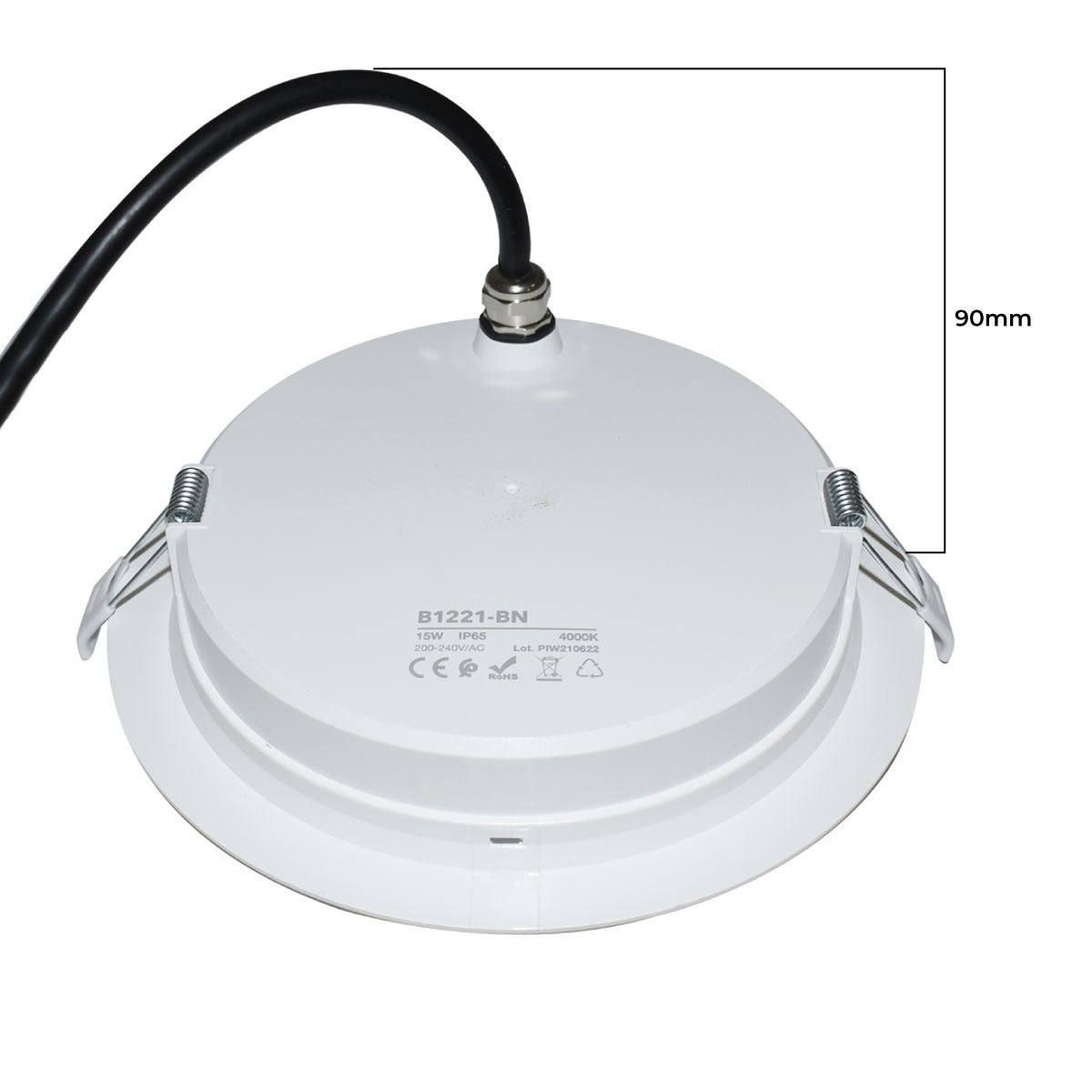 Downlight LED estanco empotrable - IP65 - 15W - Corte Ø 145-160mm