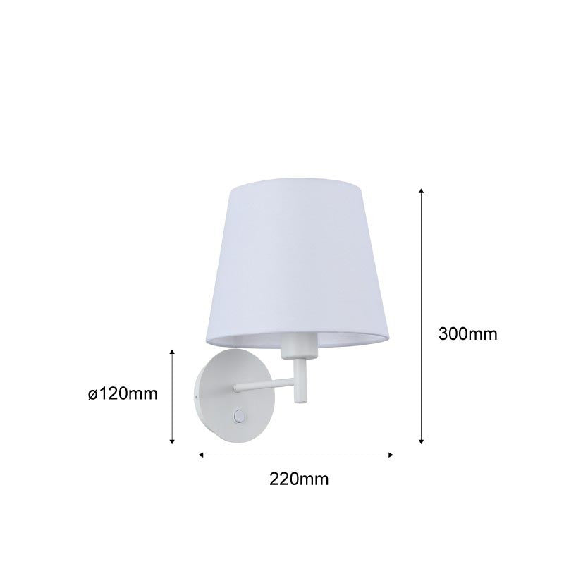 Aplique de pared con pantalla e interruptor Classic "RIGA" - E27