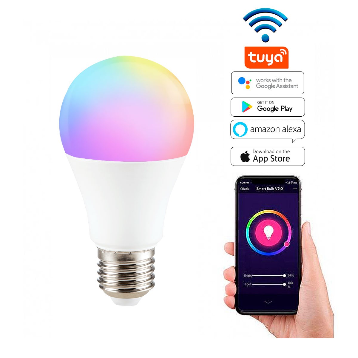 Bombilla inteligente Smart WIFI RGBWW E27 9W