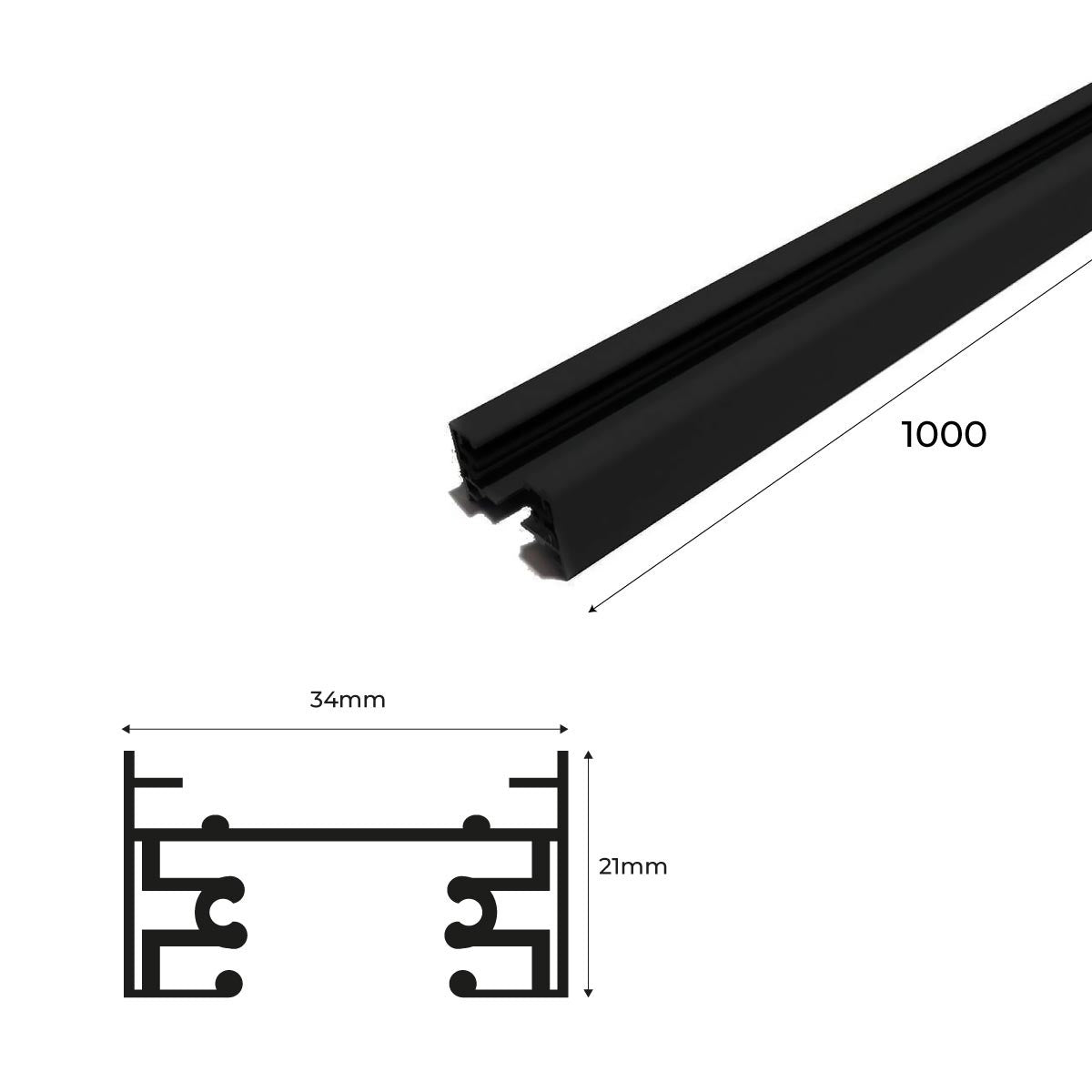 Carril monofásico de superficie para focos LED - Barra 1 metro